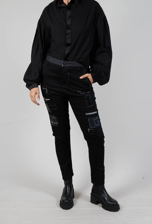 Stitch Skinny Leg Trousers in Original Black