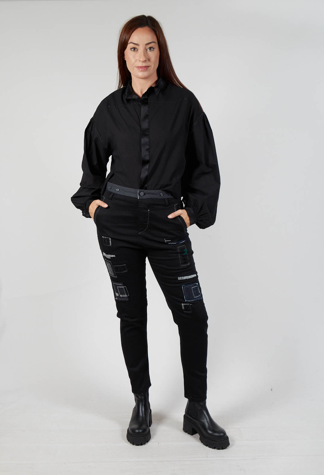 Stitch Skinny Leg Trousers in Original Black