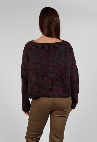 Mixed Knit Jumper in Red Anthracite