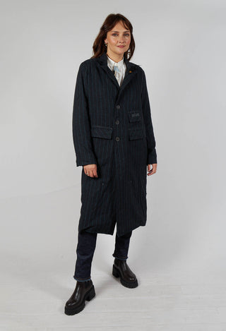 Pinstriped Pea Coat in Original Grey