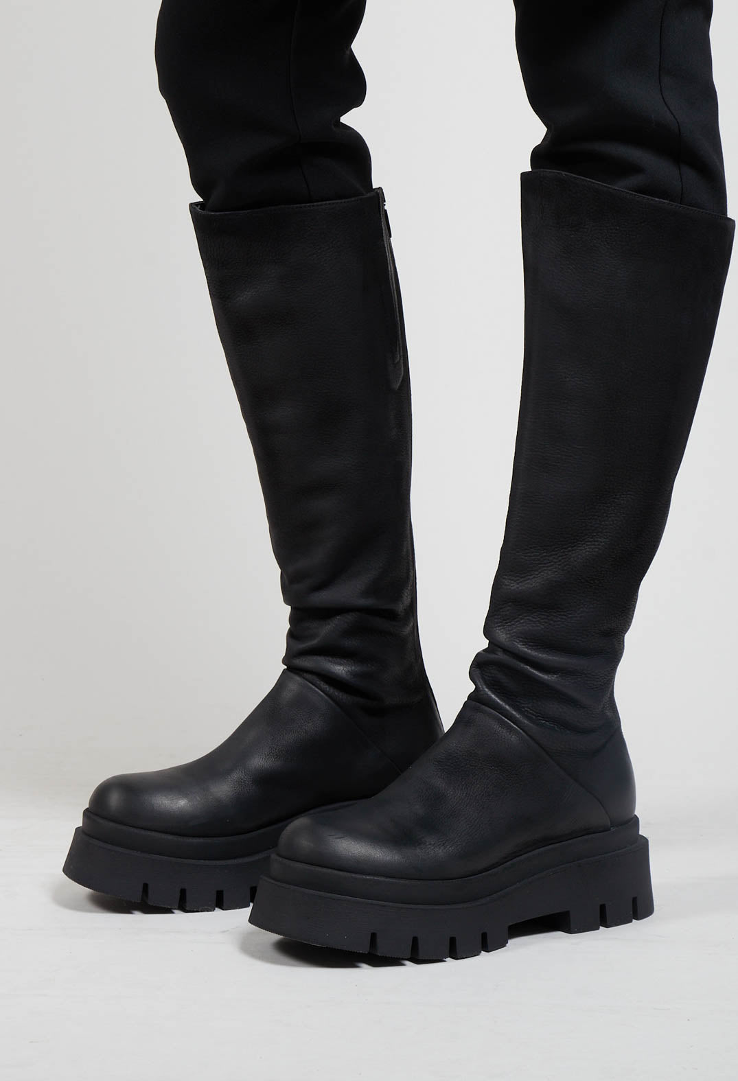 Calf length 2024 leather boots