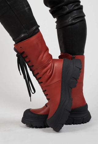 Lace Up Boots In Gasoline Cuoio Inglese