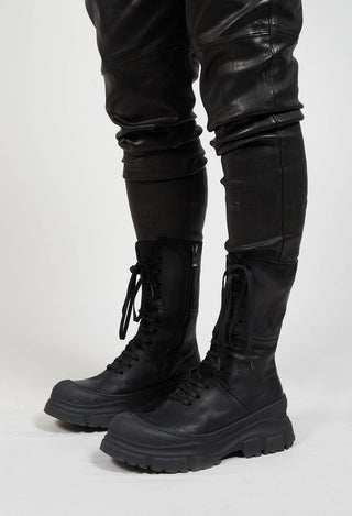 Lace Up Boots In Gasoline Nero