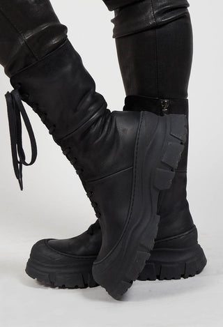 Lace Up Boots In Gasoline Nero