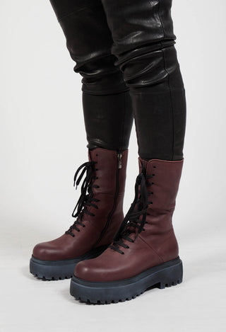 High Lace Up Boots in Gasoline Melanzana