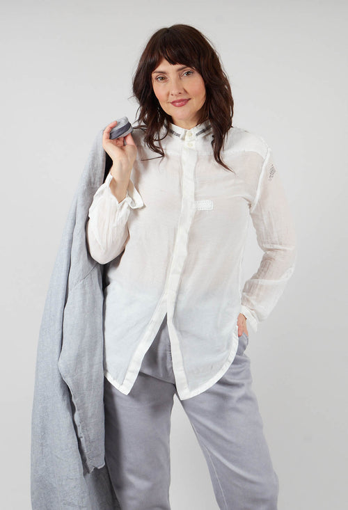 Lightweight Shirt with Stitch Detail in White