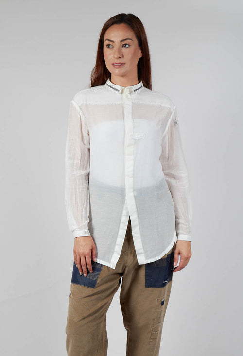 Lightweight Shirt with Stitch Detail in White