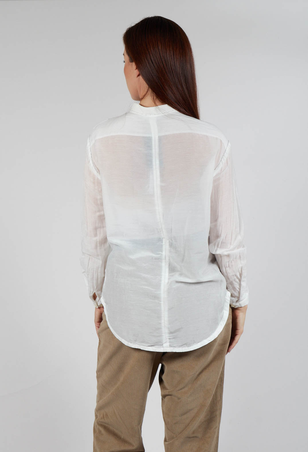 Lightweight Shirt with Stitch Detail in White