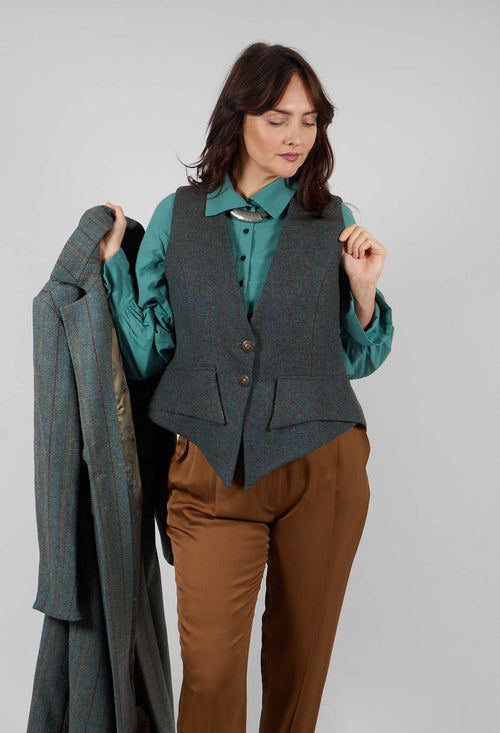 Verde Waistcoat in Green Tweed