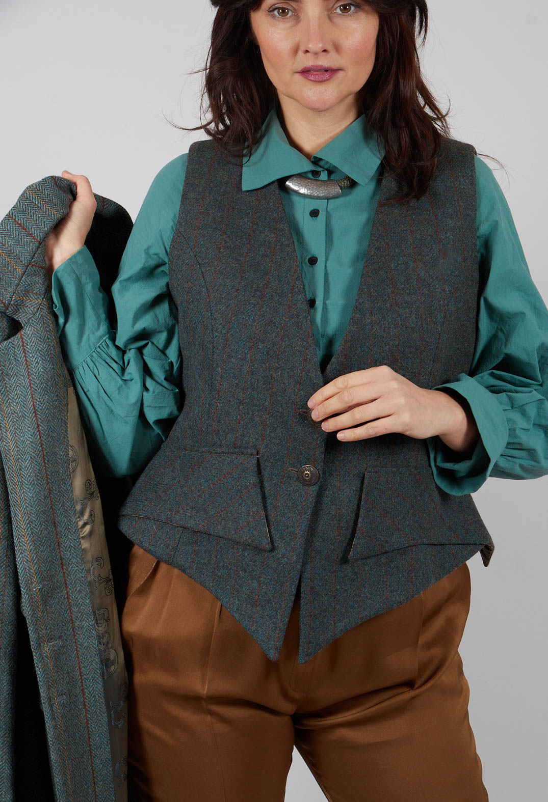 Verde Waistcoat in Green Tweed