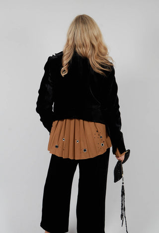 Cropped Velvet Jacket in Black