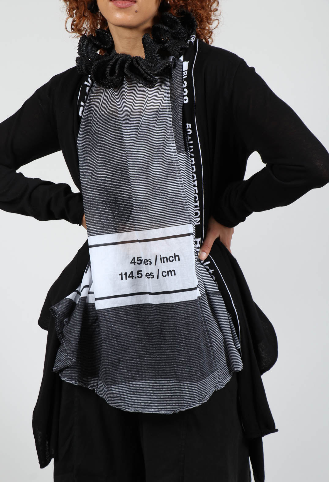 Cardigan with Lettering Detail in Black Jacquard