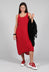 Sleeveless Jersey Dress with Asymmetric Hem in Chili