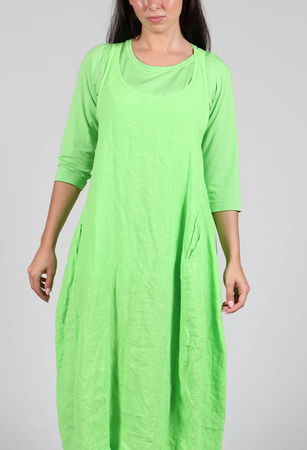 Sleeveless Linen Dress in Lime