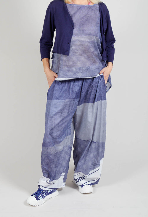 Balloon Leg Cotton Trousers in Azur Print