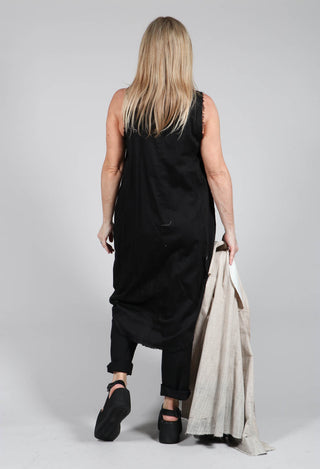 Ruched Dress in Cotone Tinto Freddo Nero