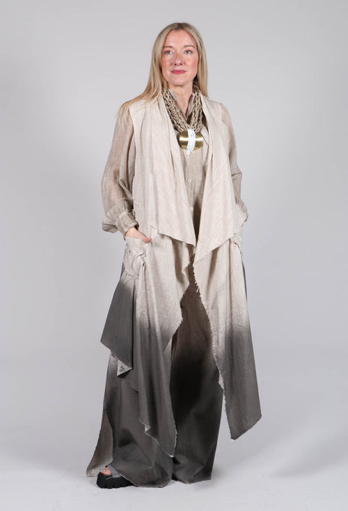 Waterfall Long Coat in Over Cotone Sand