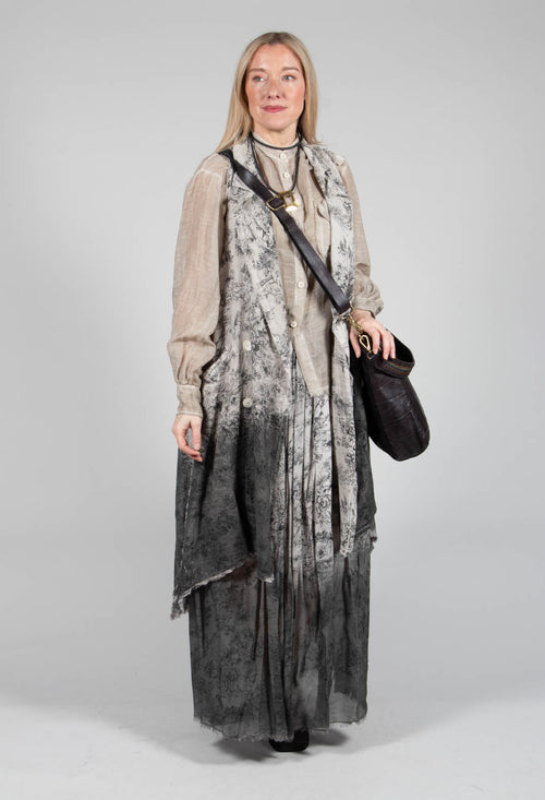 Long Sleeveless Coat in Linto Tinto Freddo Degrade Desert