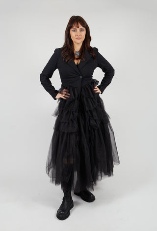 Longline Tulle Coat in Black