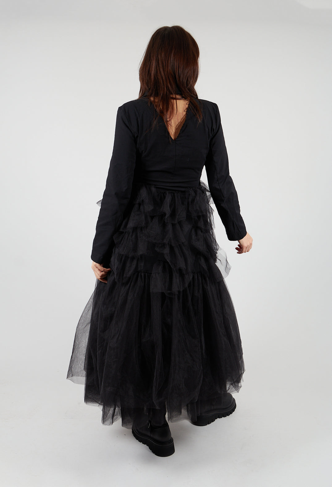 Longline Tulle Coat in Black