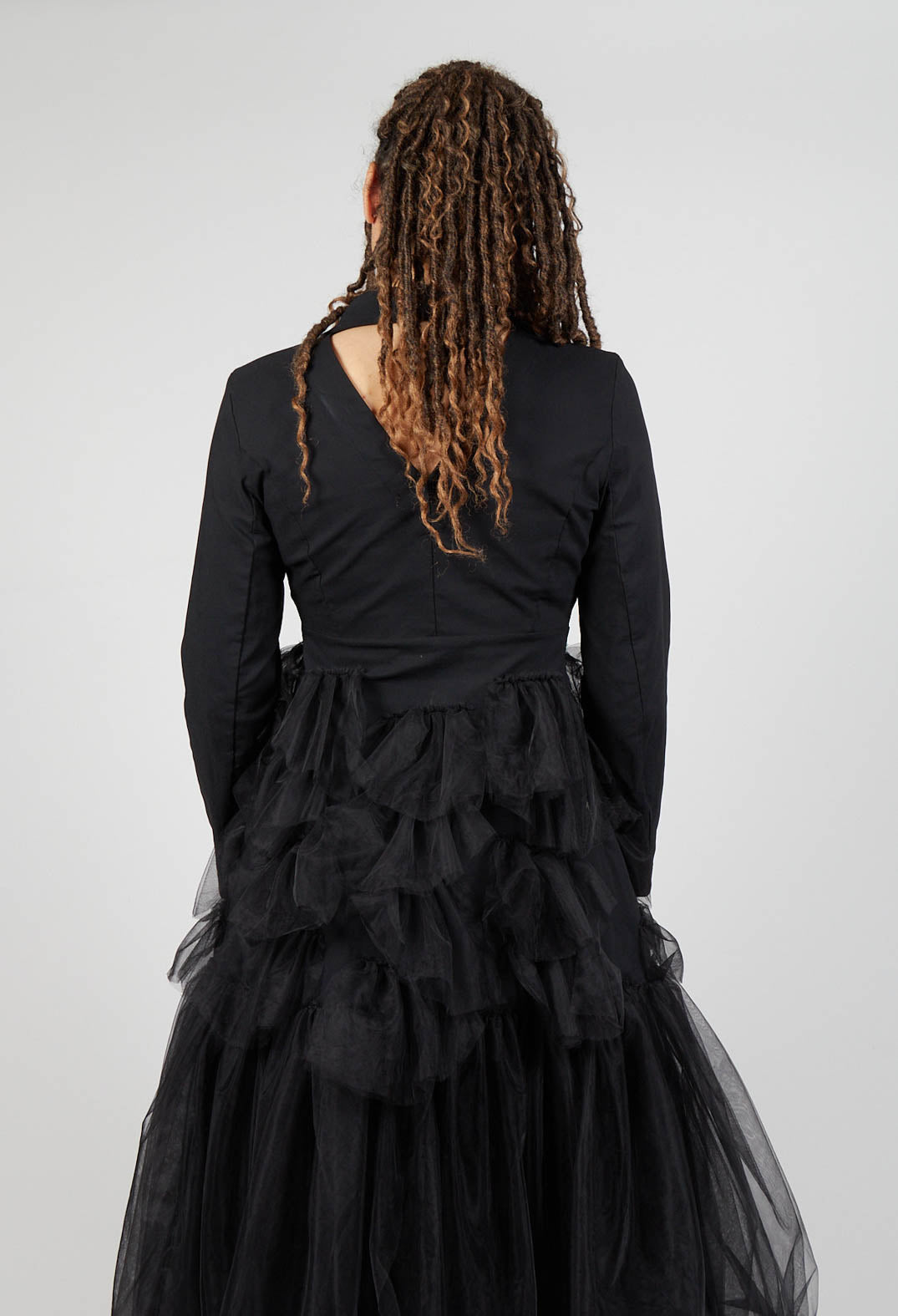 Longline Tulle Coat in Black