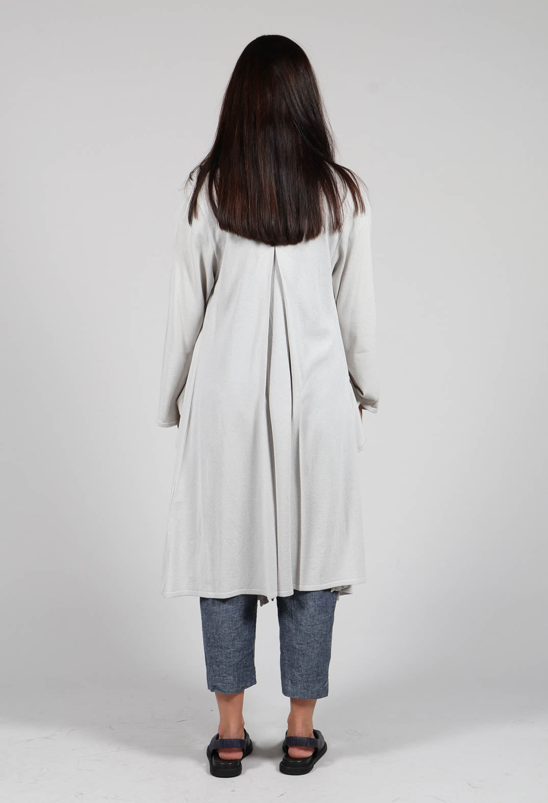 Longline Cardigan with Pockets in Silver