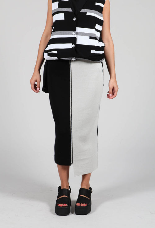 Stitch Pencil Skirt in Black and Silver