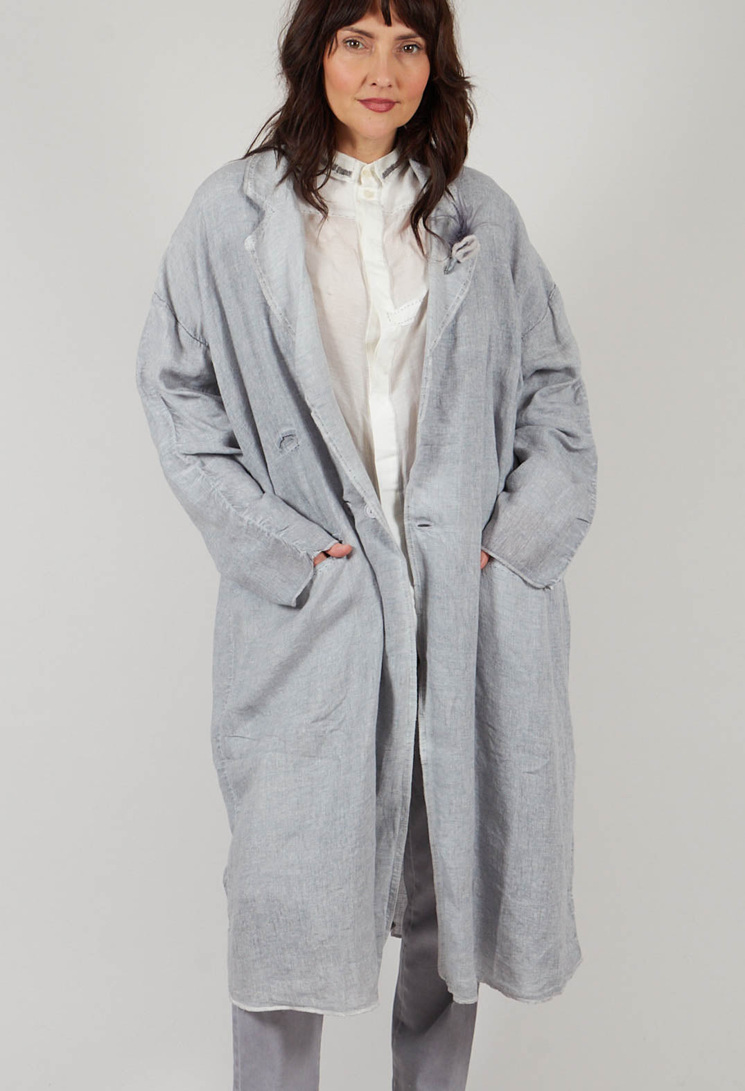 Stitch Cotton Overcoat in Original Grey