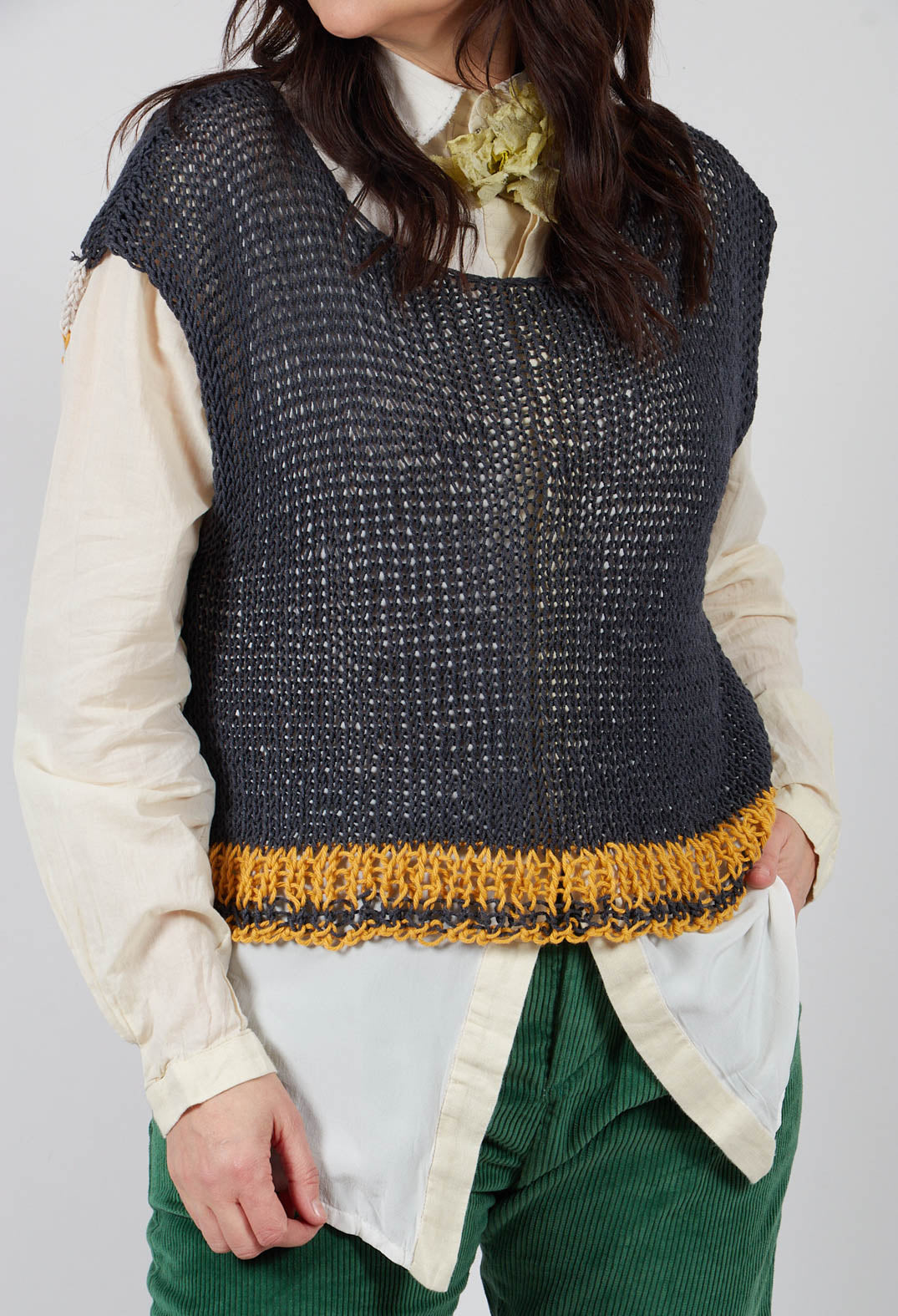 Crocheted Vest in Original Black