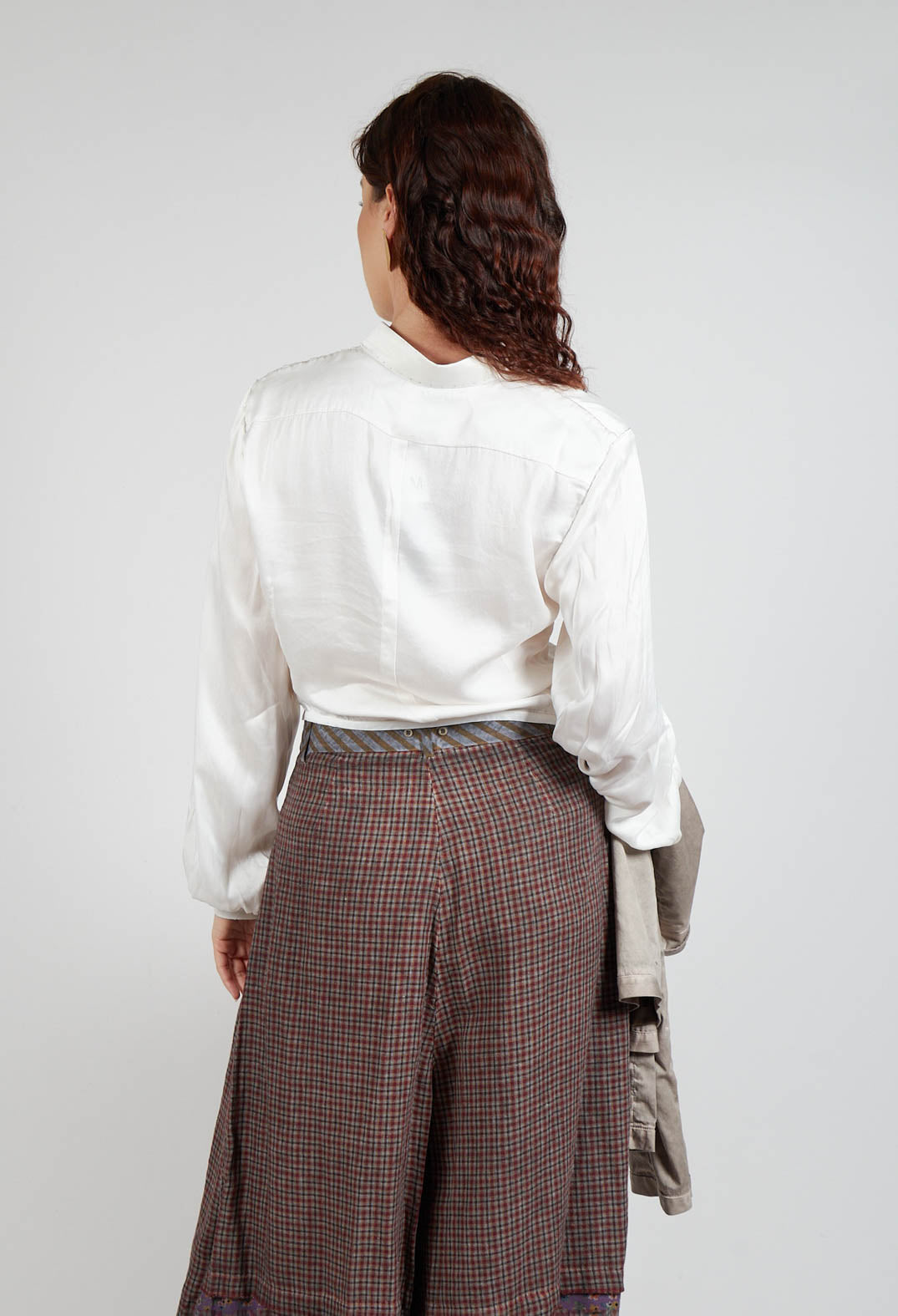 Silk Cropped Shirt in Original White