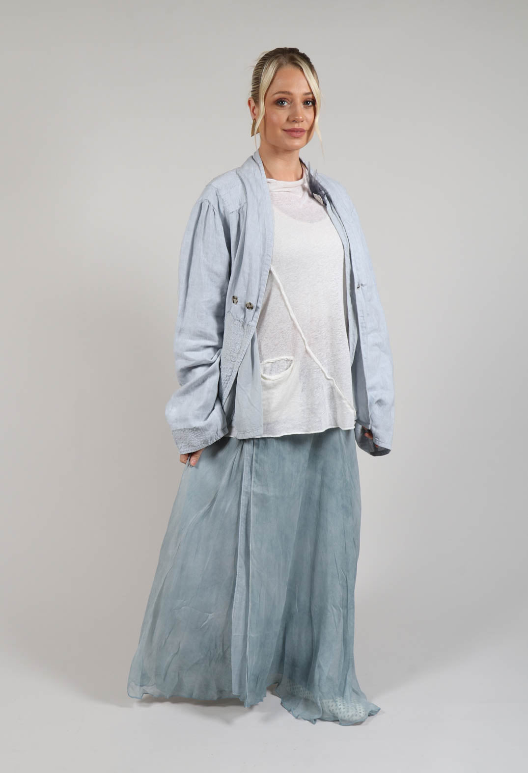 Wrap Silk Skirt in Original Cool Blue