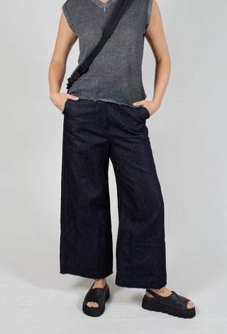 High-Waisted Trousers in Denim