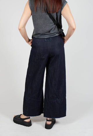 High-Waisted Trousers in Denim