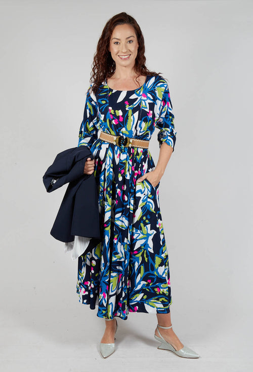 Frivolity Dress in Blue Leaf