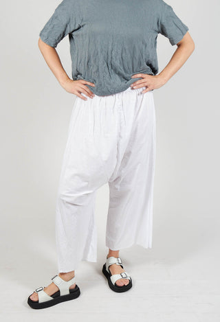 Low Crotch Pull on Trousers in White