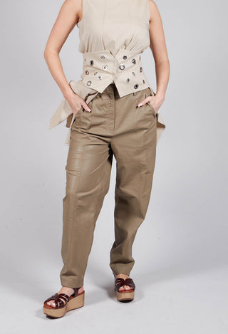 Ago Leather Trouser In Khaki