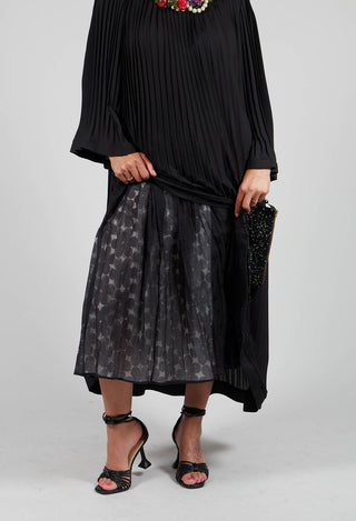 Flower Print Midi Skirt in Black