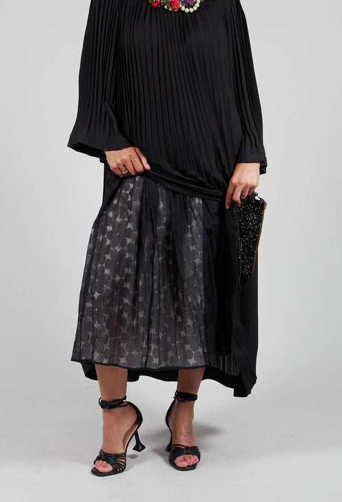 Flower Print Midi Skirt in Black