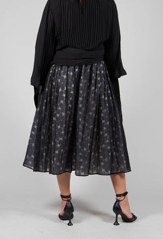 Flower Print Midi Skirt in Black