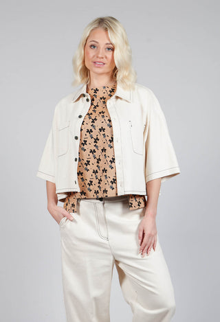 Cropped Denim Shirt in Off White