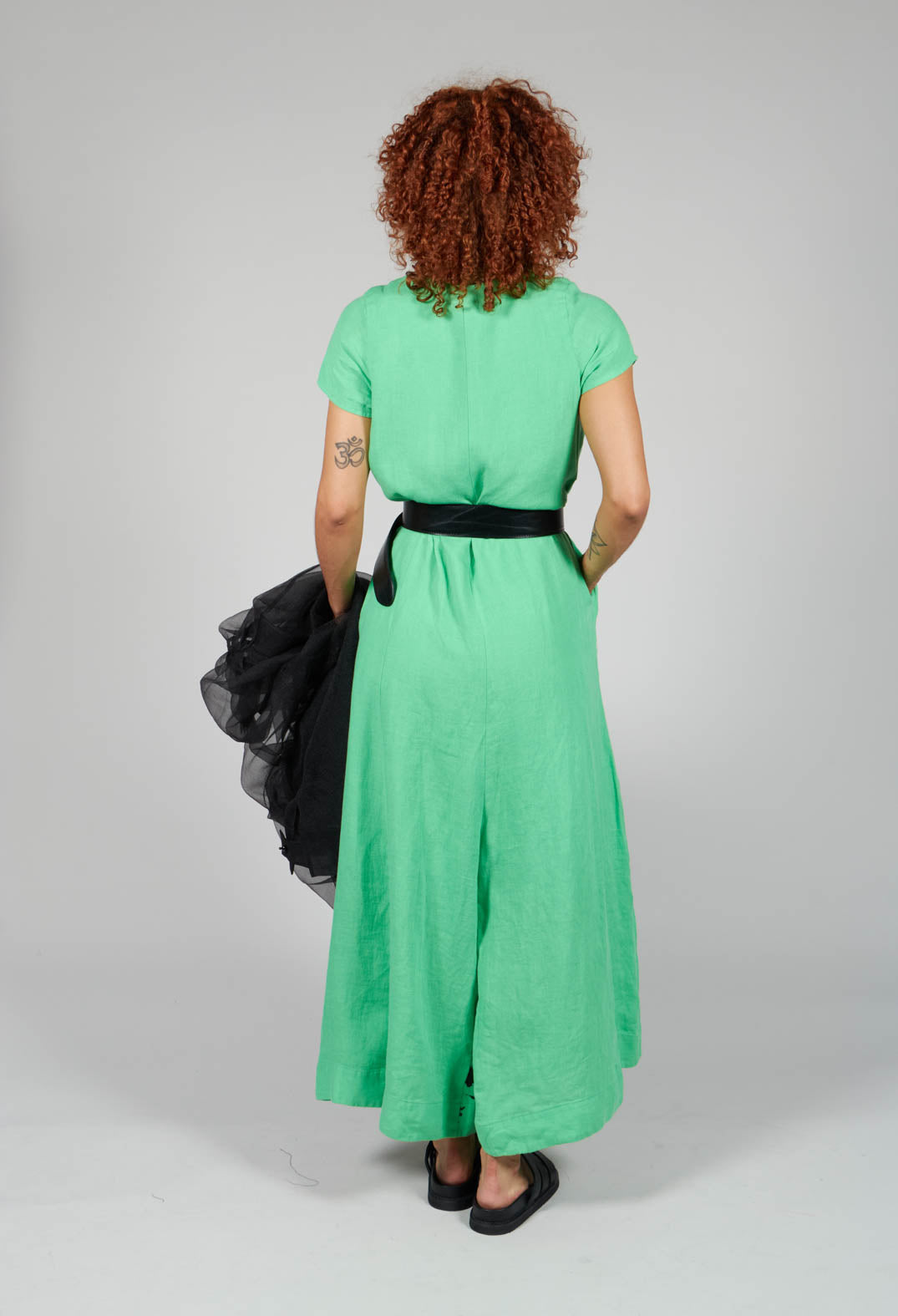 Front Zipper Jumpsuit in Green Black