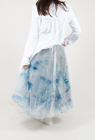 Printwork Tulle Skirt in Blue