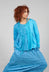 Contrast Sleeve Top in Turquoise with Blue Lines