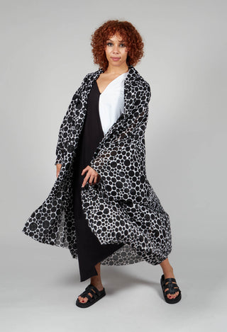 Sheer Batwing Coat in White with Black Pois