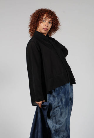 Front Crop Shirt in Black