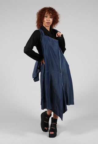 Denim Asymmetric Dress in Blue