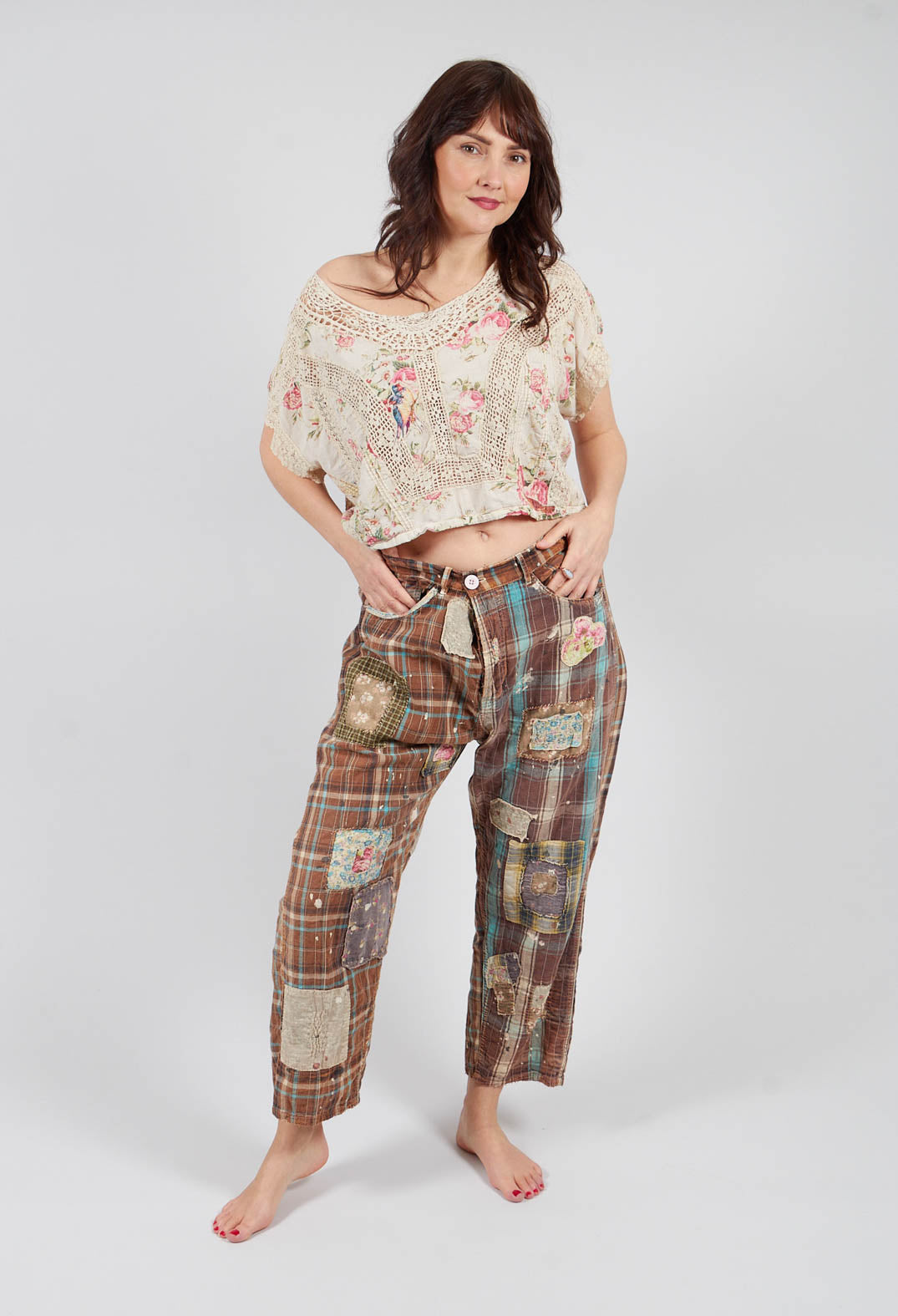 Floral Dejah Cropped Blouse in None