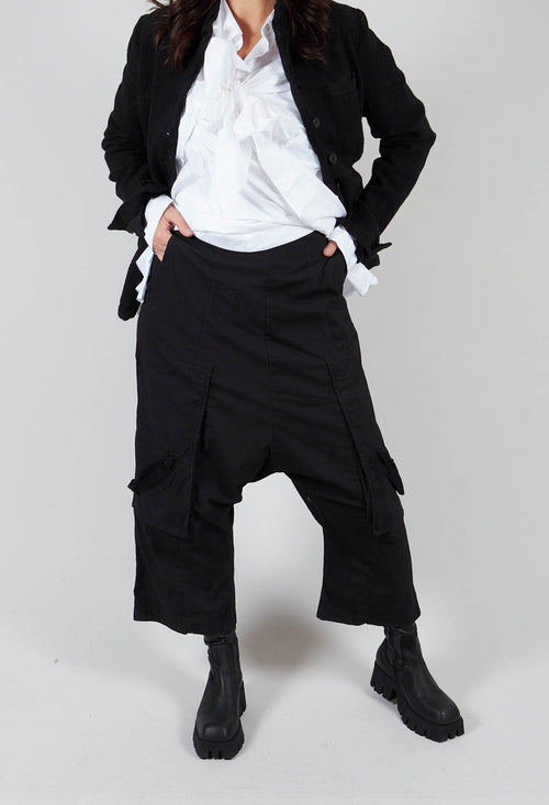 Trousers with Bleached Stitching in Black