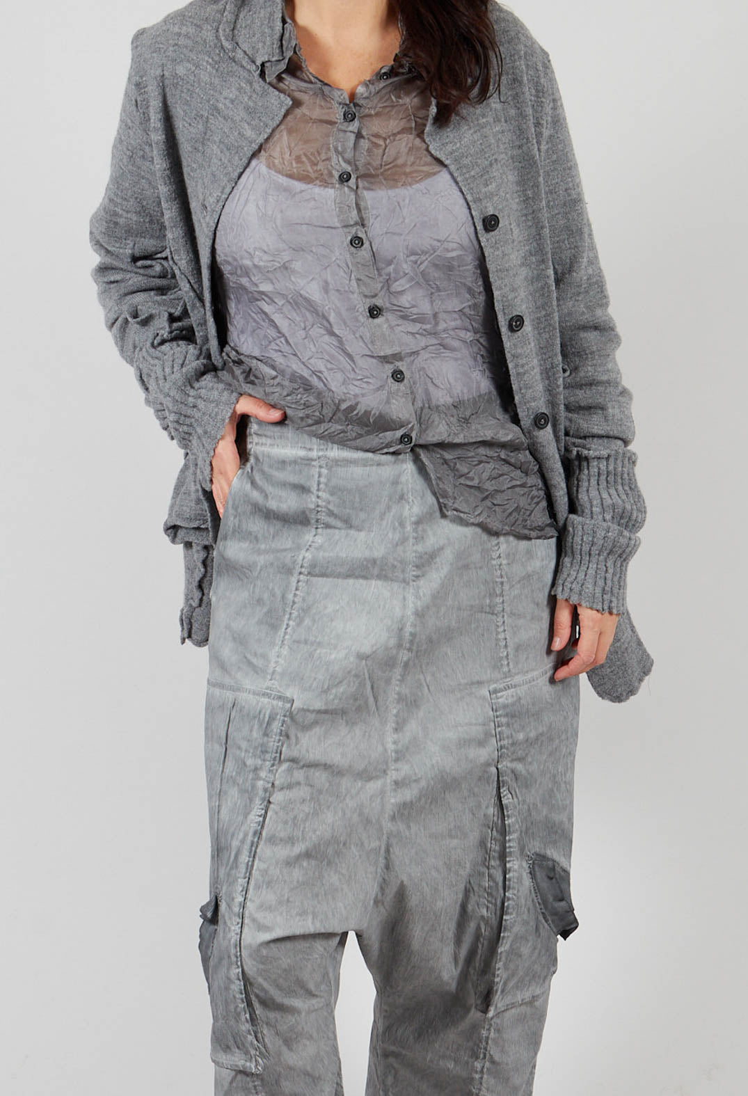 Trousers with Bleached Stitching in Pencil Cloud