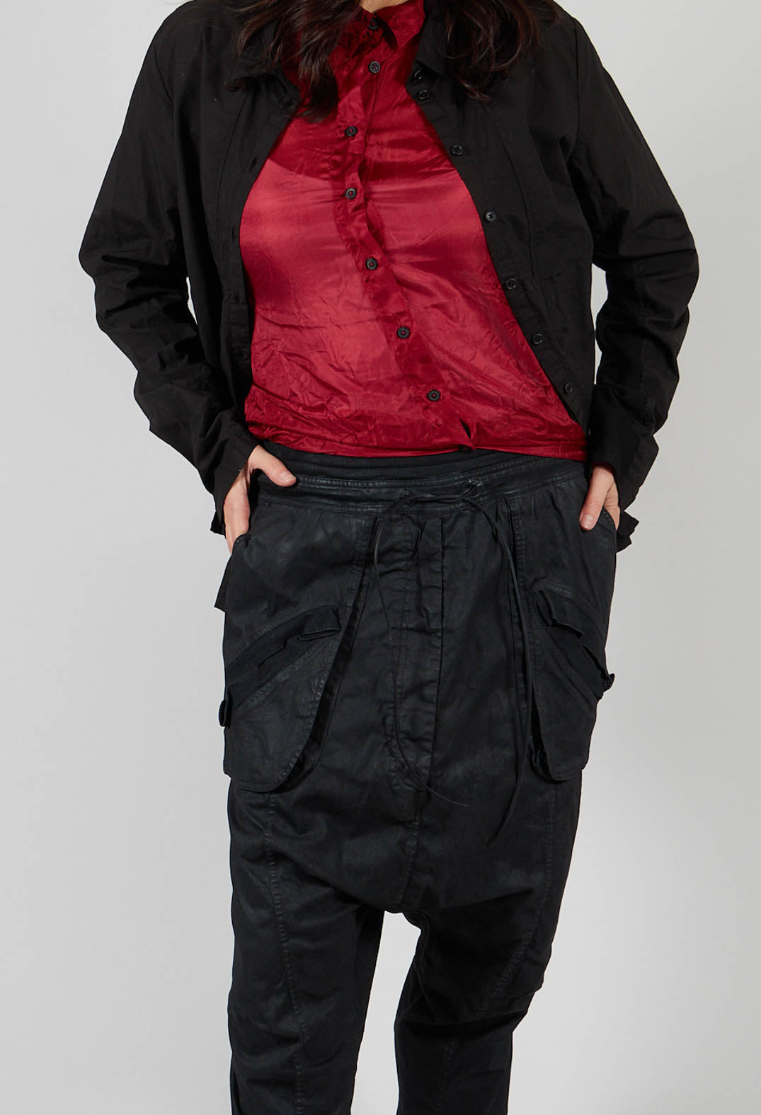 Straight Leg Utility Trousers in Black